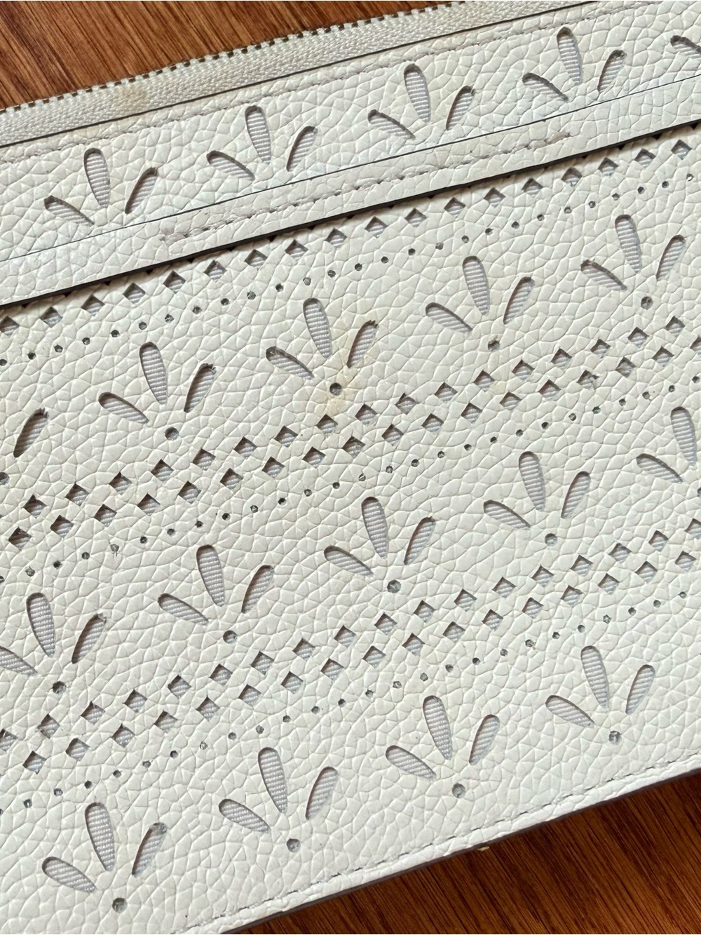 kate spade White Perforated Leather Wristlet with Bow Tassels - Picture 5 of 5